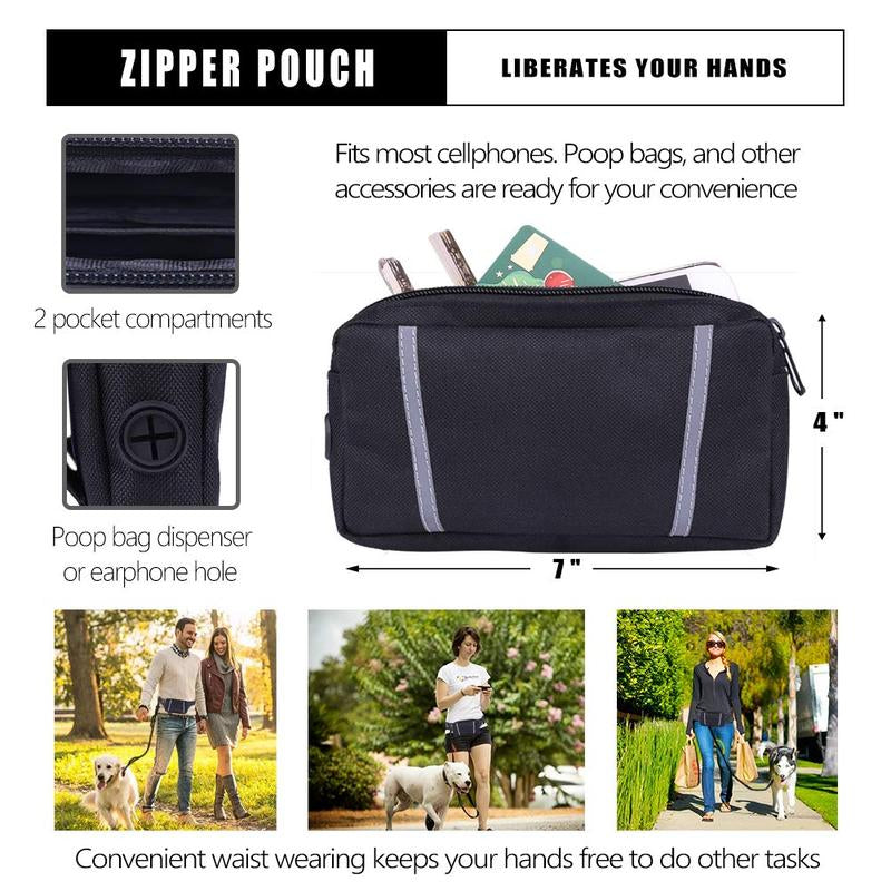Ultimate Hands-Free Dog Leash with Zipper Pouch - Perfect for Running, Hiking, and Training Medium to Large Dogs!
