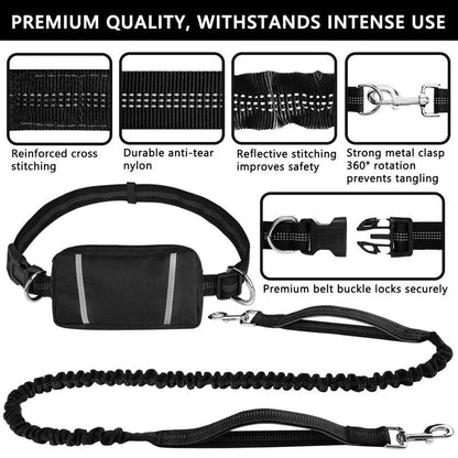 Ultimate Hands-Free Dog Leash with Zipper Pouch - Perfect for Running, Hiking, and Training Medium to Large Dogs!